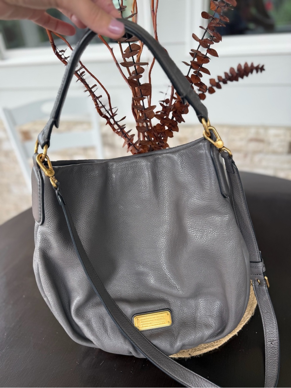 Marc by Marc Jacobs Gray Leather Shoulder Hobo with Gold Hardware
